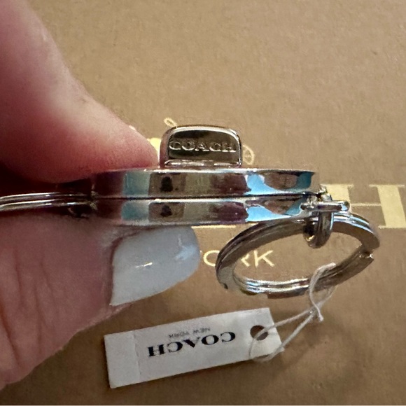 Coach Pink Glitter Heart Valet Keychain Fob Bag Charm - Picture 8 of 13